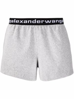 Alexander Wang ribbed logo-waistband shorts - Grey