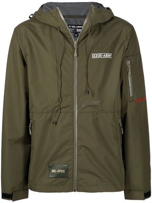 izzue logo-print hooded jacket - Green