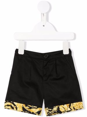 Versace Kids barocco-print trim shorts - Black