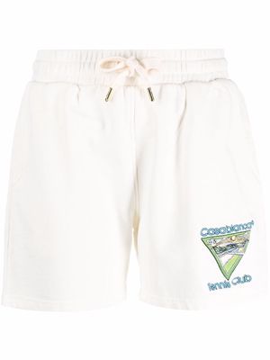 Casablanca Tennis-club icon organic cotton shorts - White