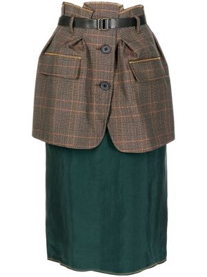 Kolor layered high waisted skirt - Brown