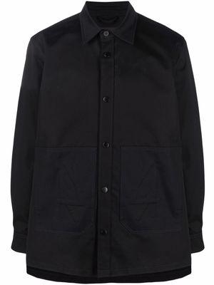 44 label group embroidered logo cotton shirt jacket - Black