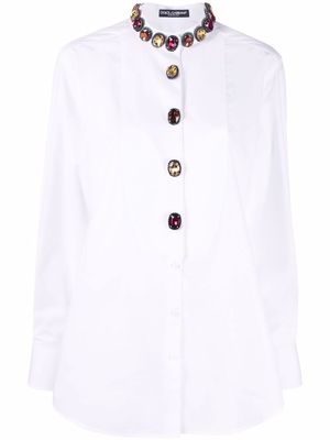 Dolce & Gabbana crystal-embellished cotton shirt - White