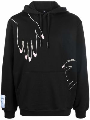 MCQ hand-print cotton hoodie - Black