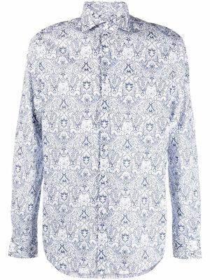 Xacus floral-print cotton shirt - Blue