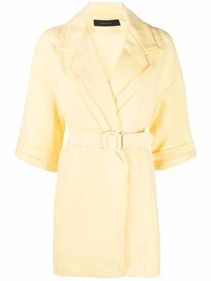 Federica Tosi belted linen-blend jacket - Yellow