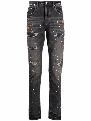Purple Brand paint-splatter detail slim-fit jeans - Grey