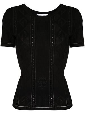 Marine Serre Crescent Moon-pattern knitted top - Black