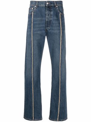 Alexander McQueen contrast piping straight-leg jeans - Blue