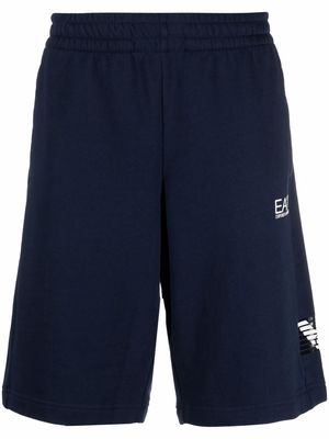 Ea7 Emporio Armani logo-print track shorts - Blue