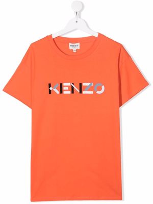 Kenzo Kids logo-print organic-cotton T-shirt - Orange