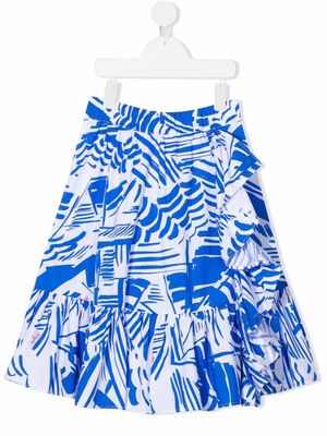 MSGM Kids abstract-print midi skirt - Blue
