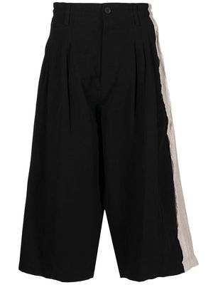 Yohji Yamamoto cropped contrast-panel tailored trousers - Black