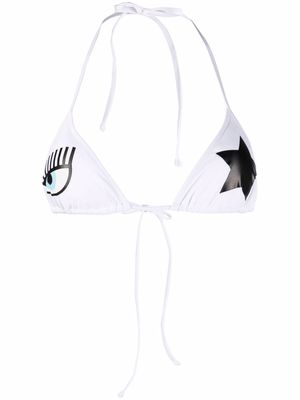Chiara Ferragni logo-print triangle bikini top - White