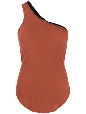 Bassike rib-knit one-shoulder tank top - Orange