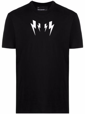 Neil Barrett Thunderbolt mirror-print crew-neck T-shirt - Black