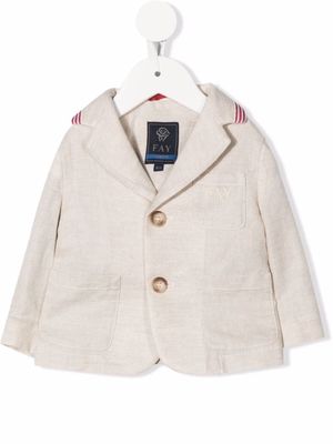 Fay Kids embroidered-logo single-breasted blazer - Neutrals
