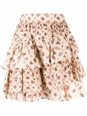Ulla Johnson Shibori print layered skirt - Neutrals