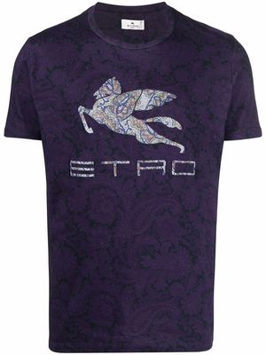 ETRO paisley logo-print T-shirt - Purple