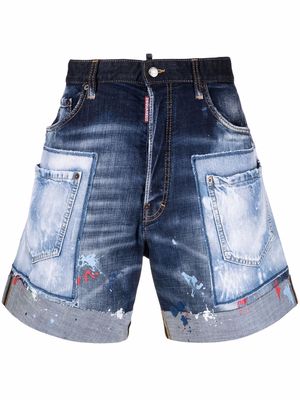 Dsquared2 patchwork wide-leg denim shorts - Blue