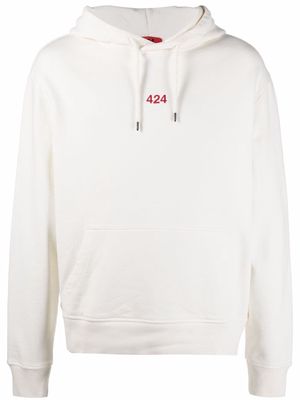 424 logo-print cotton hoodie - White