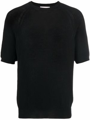 Laneus short-sleeve knitted top - Black