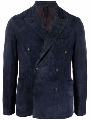 Tagliatore suede-leather double-breasted jacket - Blue