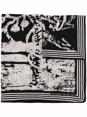 Alexander McQueen Blake skeleton-print scarf - Black