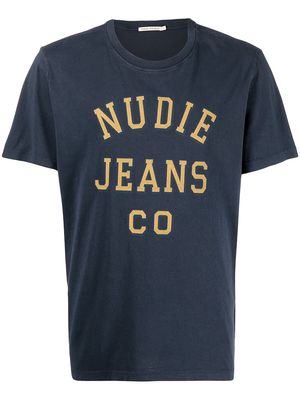 Nudie Jeans logo-print short-sleeved T-shirt - Blue