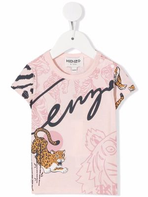 Kenzo Kids tiger-motif organic-cotton T-Shirt - Pink