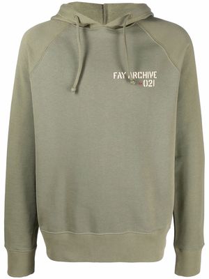 Fay logo-print cotton hoodie - Green
