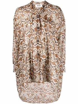 Bazar Deluxe ikat print draped long-sleeve blouse - Neutrals
