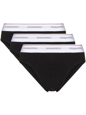 Dsquared2 logo-waistband pack of three briefs - Black