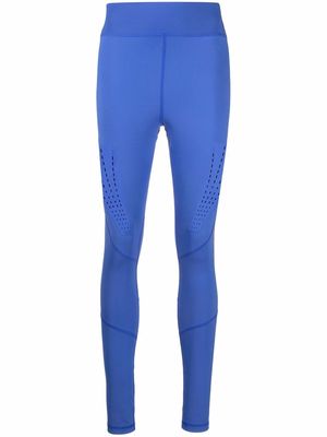 adidas by Stella McCartney perforated logo-print leggings - Blue