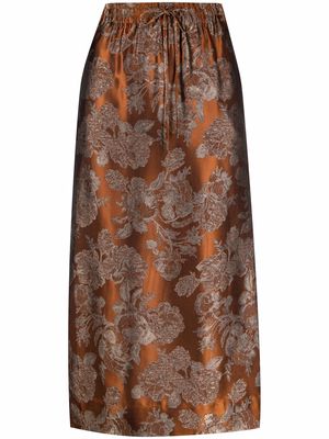 Rodebjer floral-jacquard midi skirt - Brown