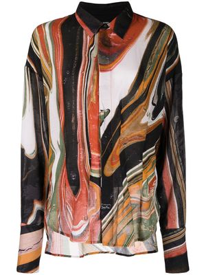 Bassike abstract-print cotton shirt - Multicolour