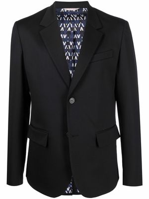 Valentino single-breasted wool-blend blazer - Black