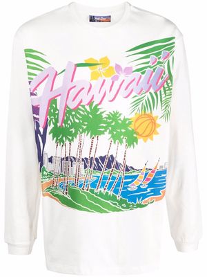 Just Don Hawaii-print long-sleeve T-shirt - White