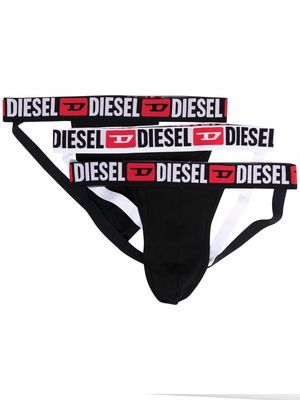 Diesel logo-waistband briefs set of 3 - Black