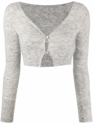 Jacquemus Alzou fine-ribbed knitted cardigan - Grey