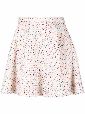 Valentino speckled A-line skirt - White