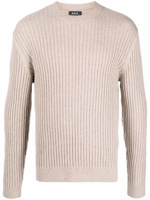 A.P.C. ribbed-knit ribbed-trim jumper - Neutrals