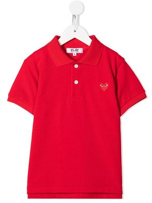 Comme Des Garçons Play Kids heart-logo cotton polo shirt - Red