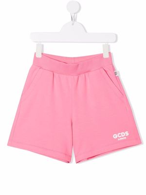 Gcds Kids logo-print track shorts - Pink