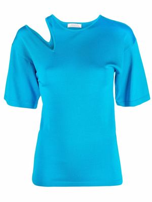 Nina Ricci cut out-detail short-sleeved T-shirt - Blue
