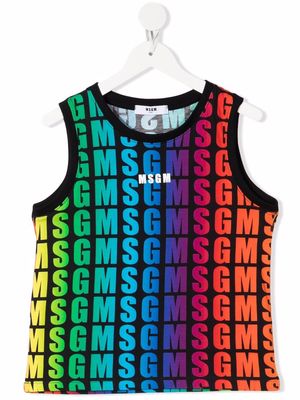 MSGM Kids logo-print sleeveless top - Blue