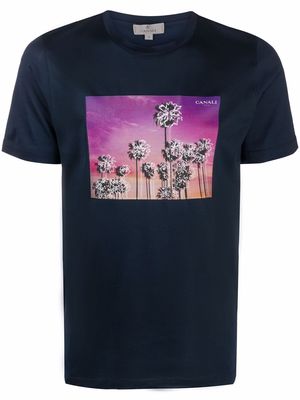 Canali graphic-print fitted T-shirt - Blue