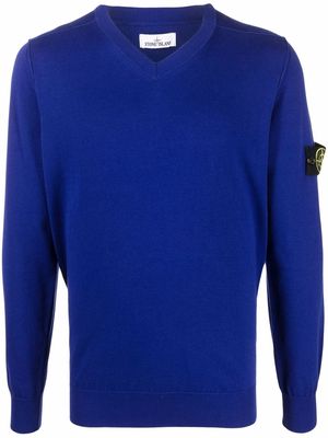Stone Island Compass-patch knitted jumper - Blue