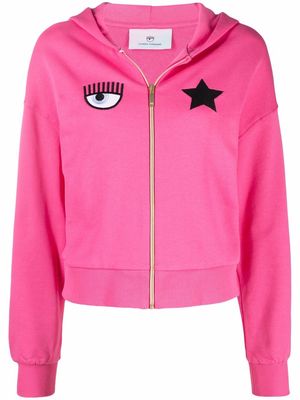 Chiara Ferragni embroidered-motif zip-fastening hoodie - Pink