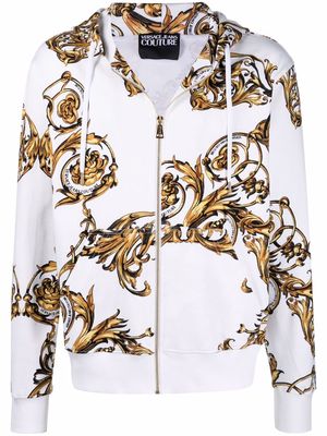 Versace Jeans Couture baroque-print zip-up hoodie - White